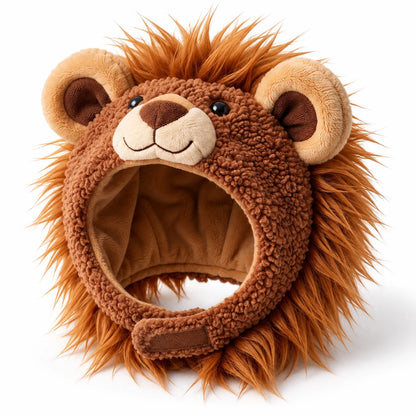 Snugmane lion-style dog hood with soft lining and under-chin closure